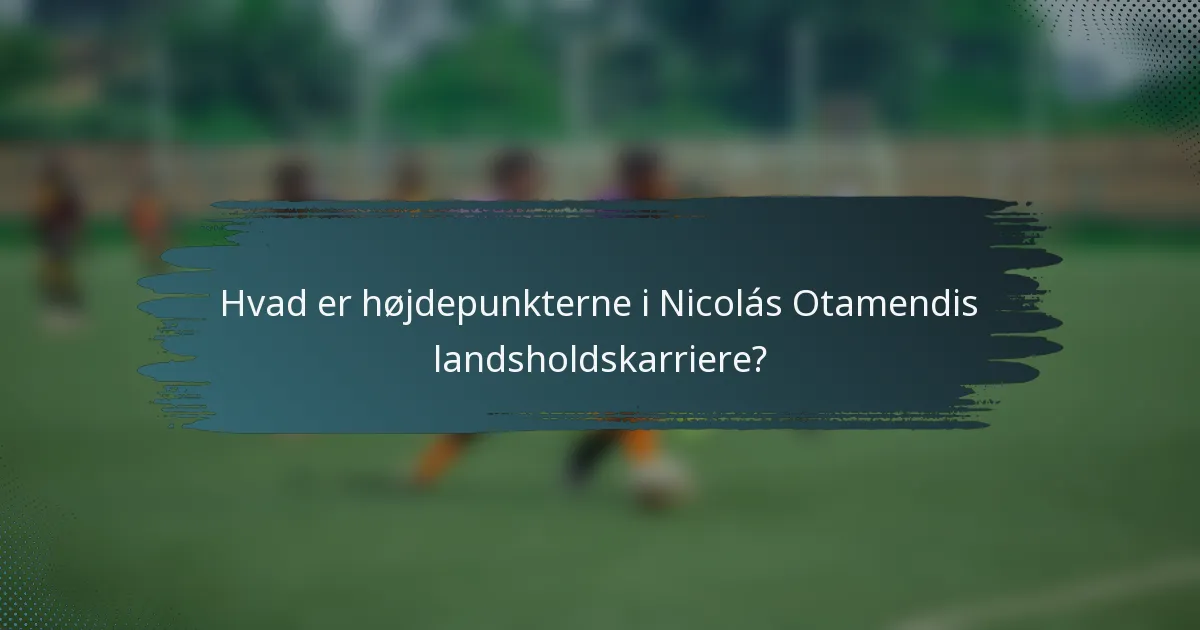 Hvad er højdepunkterne i Nicolás Otamendis landsholdskarriere?