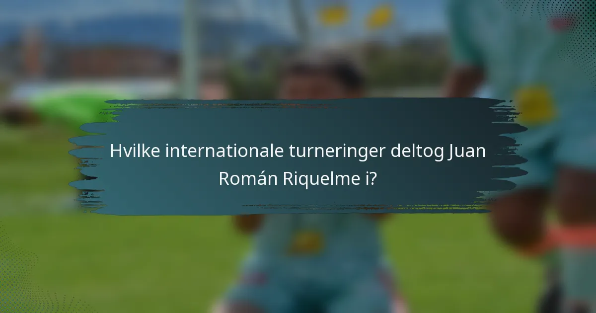 Hvilke internationale turneringer deltog Juan Román Riquelme i?