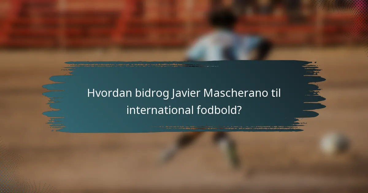 Hvordan bidrog Javier Mascherano til international fodbold?